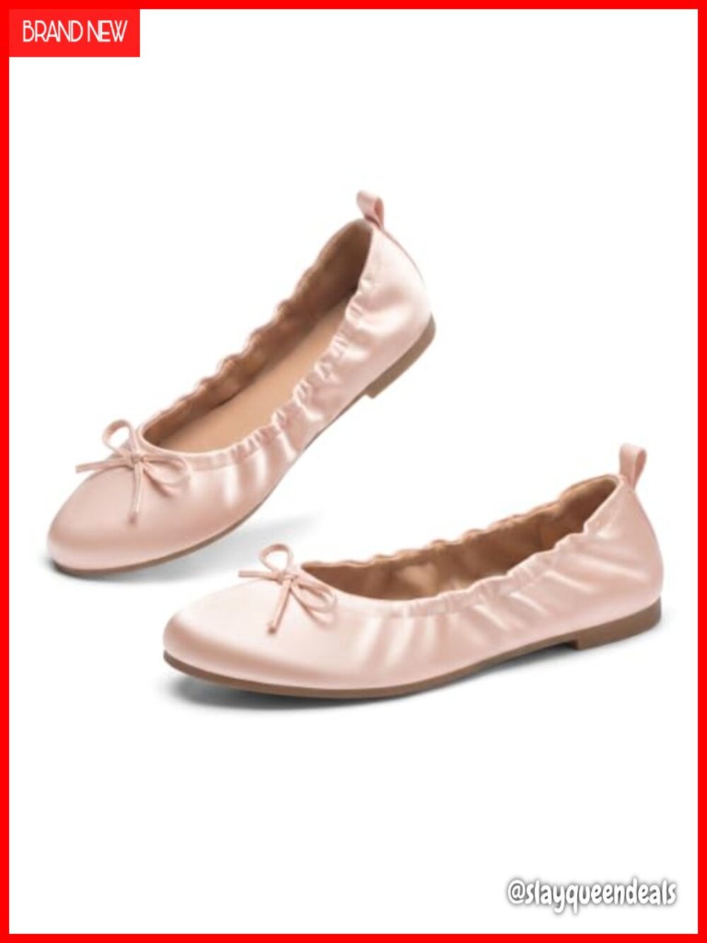 Women's Ballet Flats Bow Round Toe Slip On Dress Shoes Comfortable Work Casual